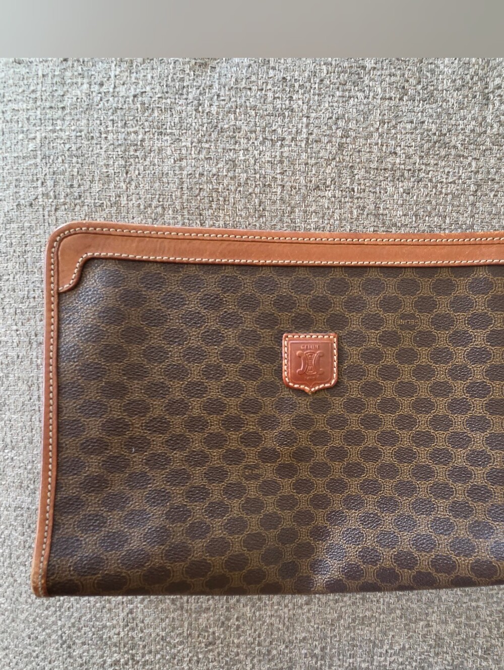 Celine Vintage  Dark Brown Macadam Canvas Travel Pouch - Picture 2 of 10